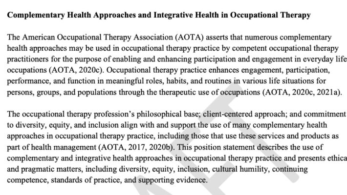 New Position Paper for OT and Integrative Health 2023